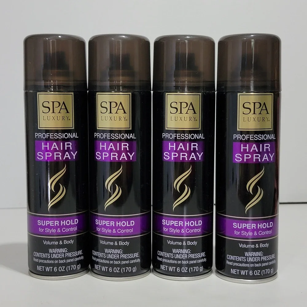 Spa Luxury Professional Hair Spray Super Hold Volume & Body 6oz 4 Pack Bundle
